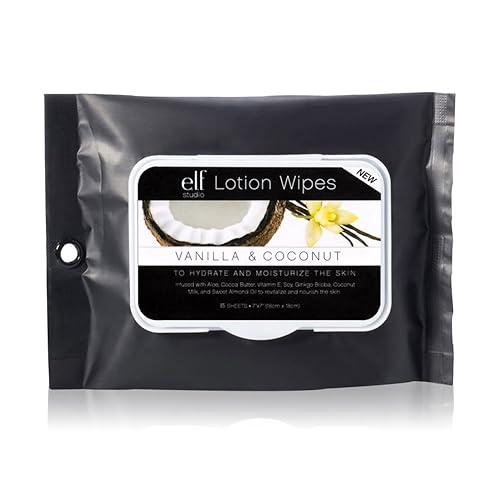 e.l.f. Lotion Wipes, Vanilla & Coconut, 15 Count
