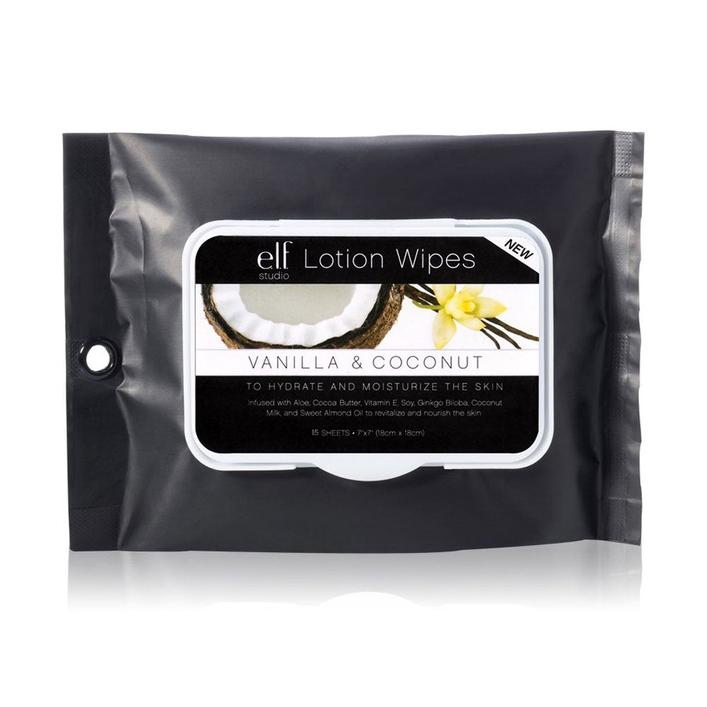 e.l.f. Lotion Wipes, Vanilla & Coconut, 15 Count