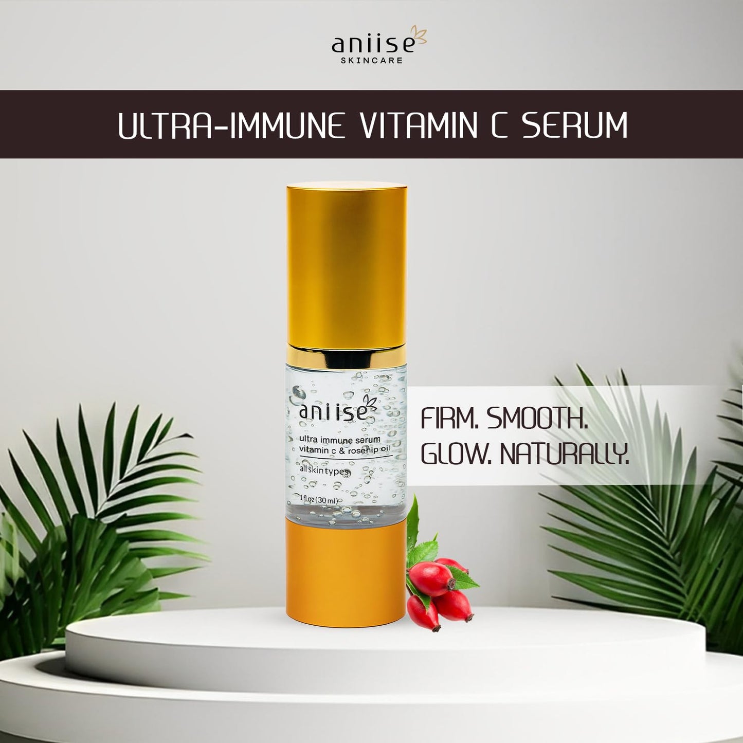 Ultra-Immune Vitamin C Serum - Anti-Aging Skincare for Face & Neck - Multi-Vitamin Complex with CoQ10, Argan Oil & Rosemary - Brightening, Firming Beauty & Personal Care Aniise