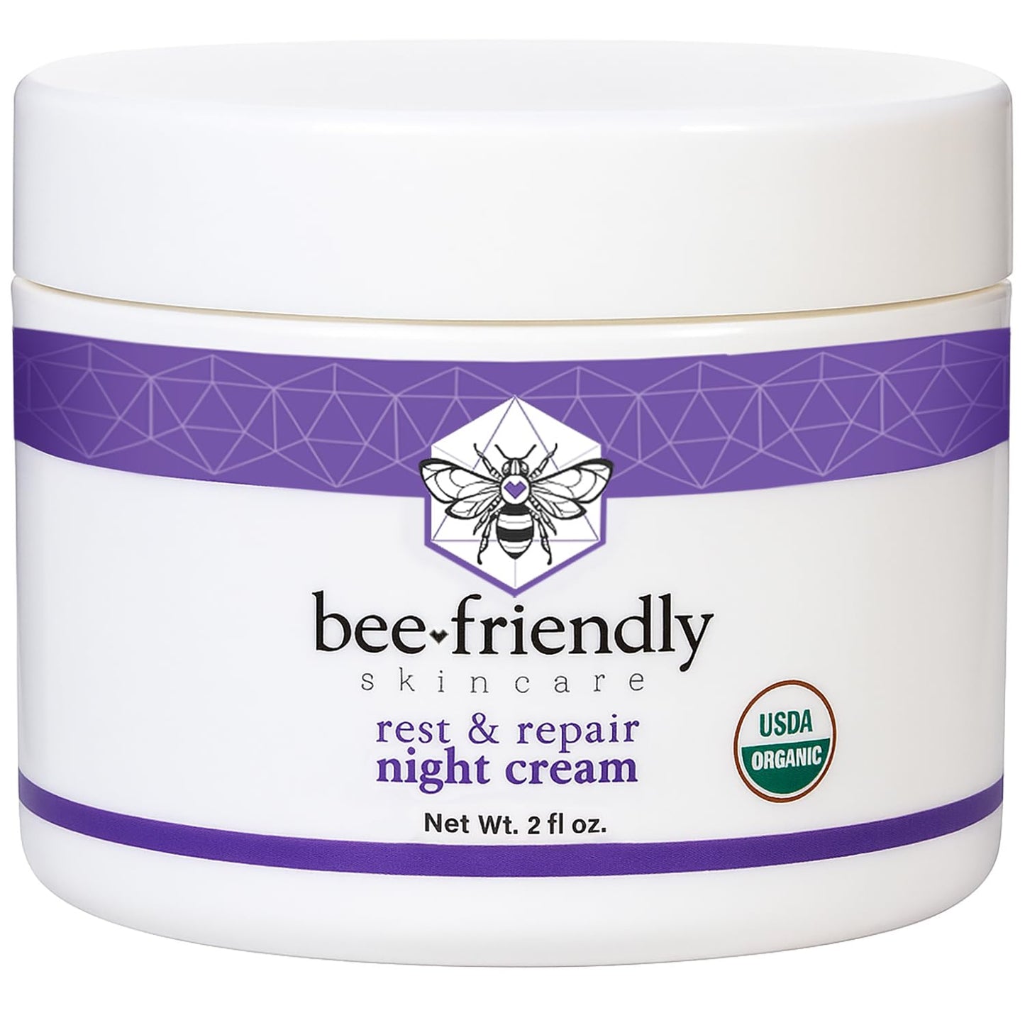 BeeFriendly Organic Night Cream, USDA Certified Organic, Deep Hydrating & Moisturizing Night Time Eye, Face, Neck & Decollete Cream for Women and Men