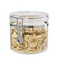 Oggi Clear Canister with Clamp Lid, 38 oz - Large Airtight Food Storage Container, for Kitchen & Pantry Storage of Bulk, Dry Foods Including Pasta…