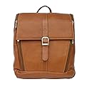 Piel Leather Slim Computer Backpack, Saddle, One Size