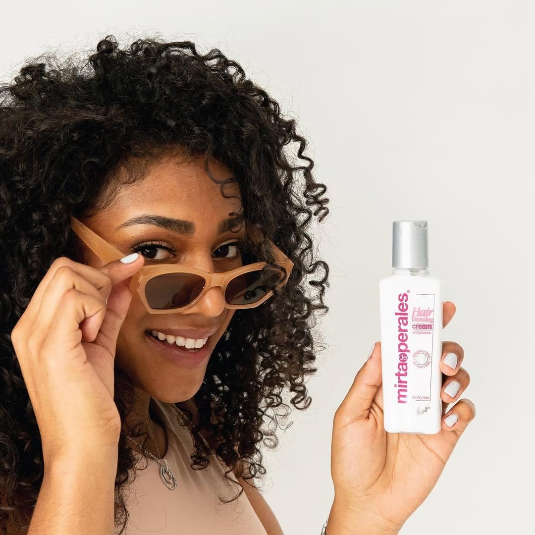 Mirta De Perales Cream Hairdressing with Placenta for Dry, Dull & Frizz-Prone Hair | Daily Styling Cream with Soy Placenta Extract & Mineral Oil |