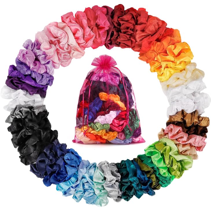 ADRIONE Satin Scrunchies for Women & Girls - 60 Pack Silk Scrunchies for Curly Hair Beauty and Personal Care ADRIONE Default Title