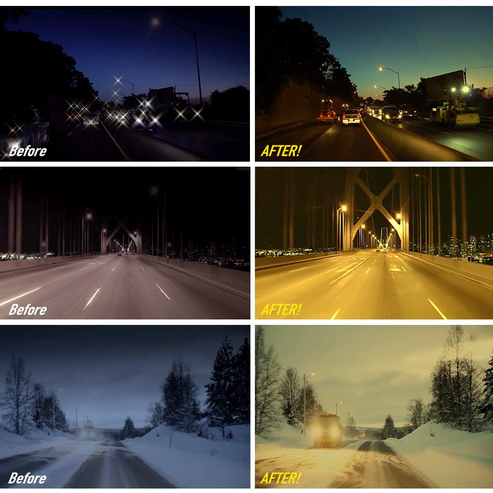 OTRIEK Night Vision Glasses for Driving, Yellow Wrap-Around Sunglasses, Anti-Glare Night Driving Glasses for Women, HD Polarized Lenses, Medium