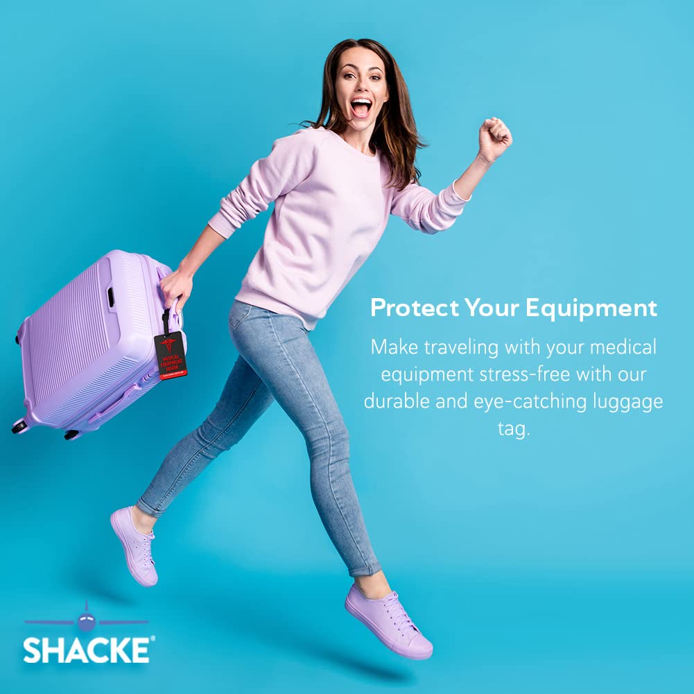 Shacke Medical Equipment Luggage Tag for Respiratory Devices (Black/Vertical)