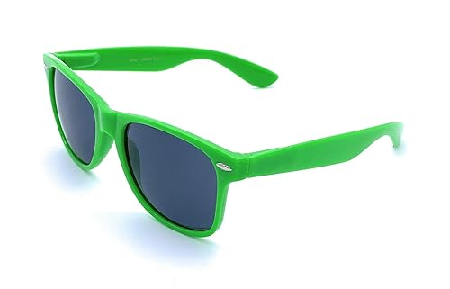 Retro Style Sunglasses - Bright Neon or Solid Colors with Classic 80's Style Design (Neon Green)