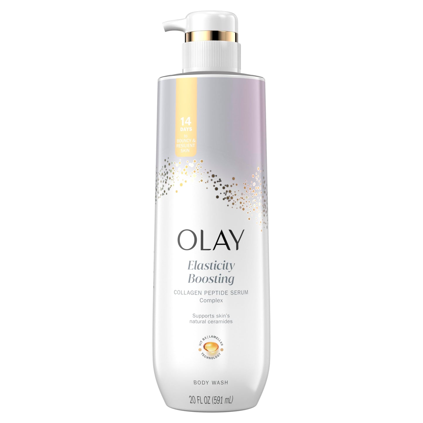 Olay Body Wash for Women, Elasticity Boosting, Collagen Peptide Serum Complex, Renews Moisture, Free of Parabens & Phthalates, Vitamin B3 Lameller