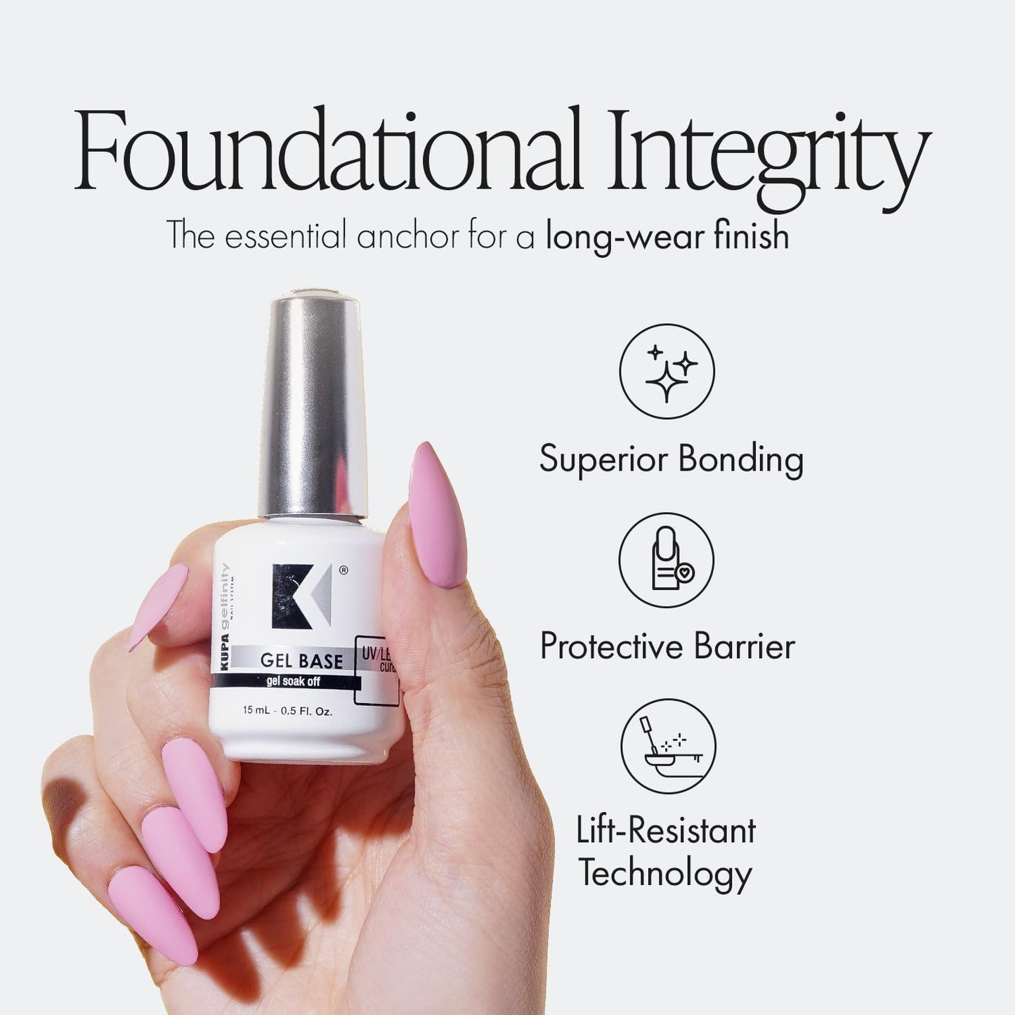 KUPA GelFinity Gel Base Coat, Superior Adhesive Bond for Long-Lasting Nail Polish, Professional UV/LED Soak-Off Foundation 8.0 Fl Oz Beauty & Personal Care KUPA
