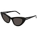 Saint Laurent Women's SL 213 Lily Sunglasses, Black/Solid Grey, One Size