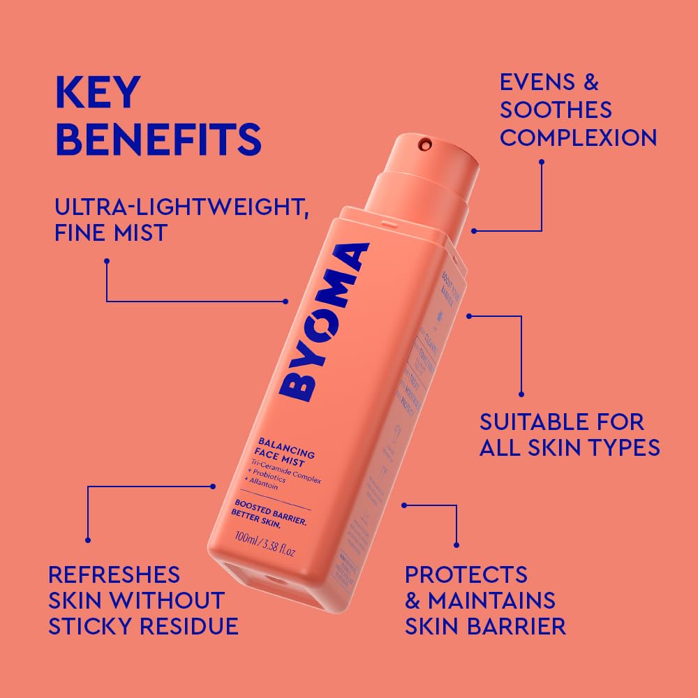 BYOMA Balancing Face Mist - pH Balanced Face Toner with Ceramides, Probiotics & Allantoin - Alcohol Free Toner Spray - Balance, Soothe & Refresh Beauty and Personal Care BYOMA