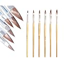 Nail art Brush 6PCS Professional nylon Acrylic Nail Brush Powder Manicure Pedicure Wood Handle 3D Painting Drawing Professional Brush UV Gel Carving Beauty & Personal Care cutegodess