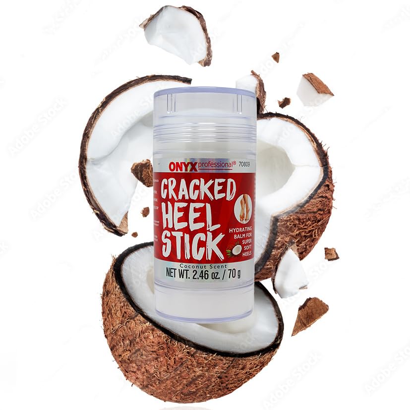 Onyx Professional Cracked Heel Repair Balm Stick for Dry Cracked Feet Treatment, Coconut Scent, 2 pack - Moisturizing Foot Balm, Rolls On, No Mess