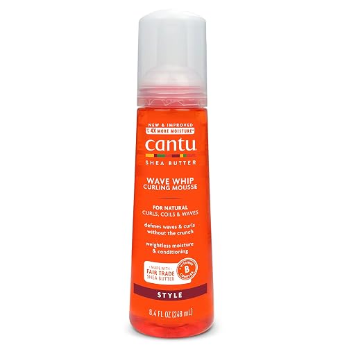 Cantu Shea Butter for Natural Hair Wave Whip Curling Mousse, 8.4 Ounce (Pack of 4)