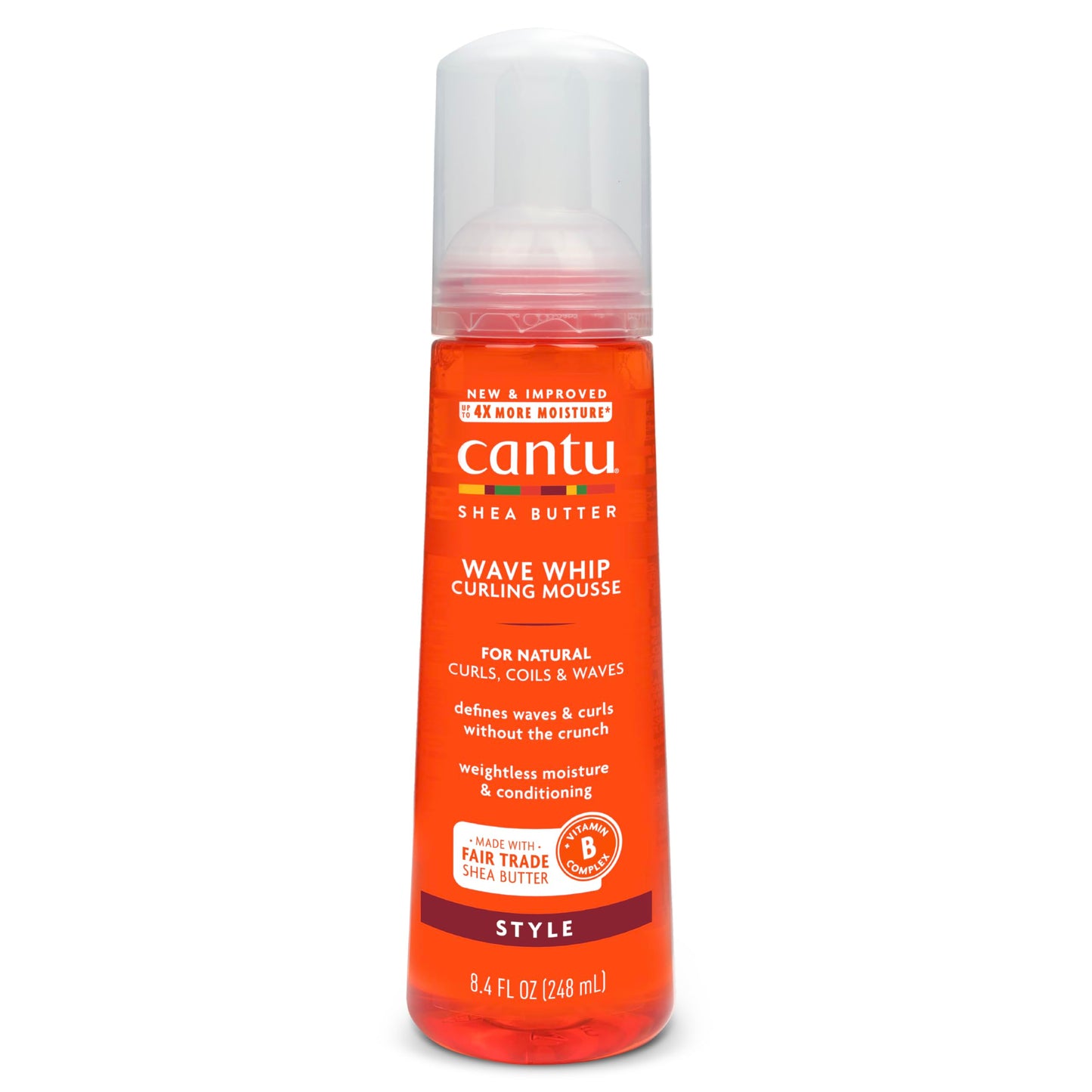 Cantu Shea Butter for Natural Hair Wave Whip Curling Mousse, 8.4 Ounce (Pack of 4)