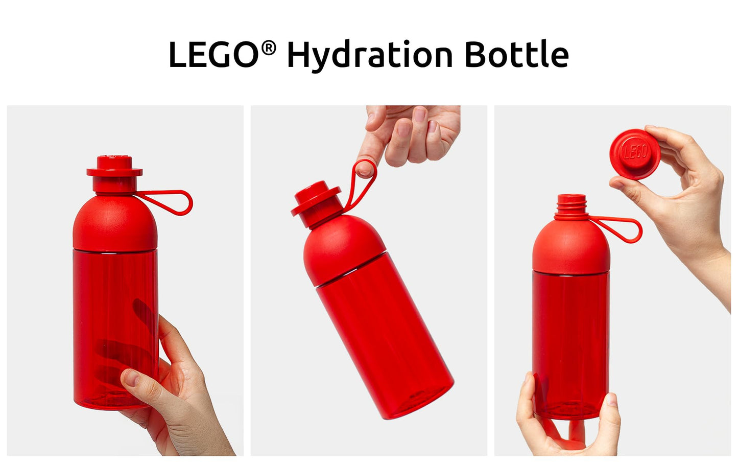 Room Copenhagen LEGO Hydration Bottle, Transparent Water/Hydration Bottle, 500 ml, mix colors with Iconic LEGO graphics (easy to fill with ice)