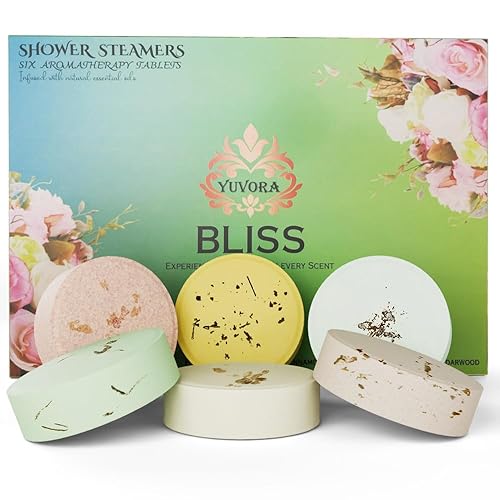 Yuvora Shower Steamers Gift Set - 6 Aromatherapy Shower Bombs with Essential Oils - Natural Spa Fizzies for Women & Men - Self-Care Kit…