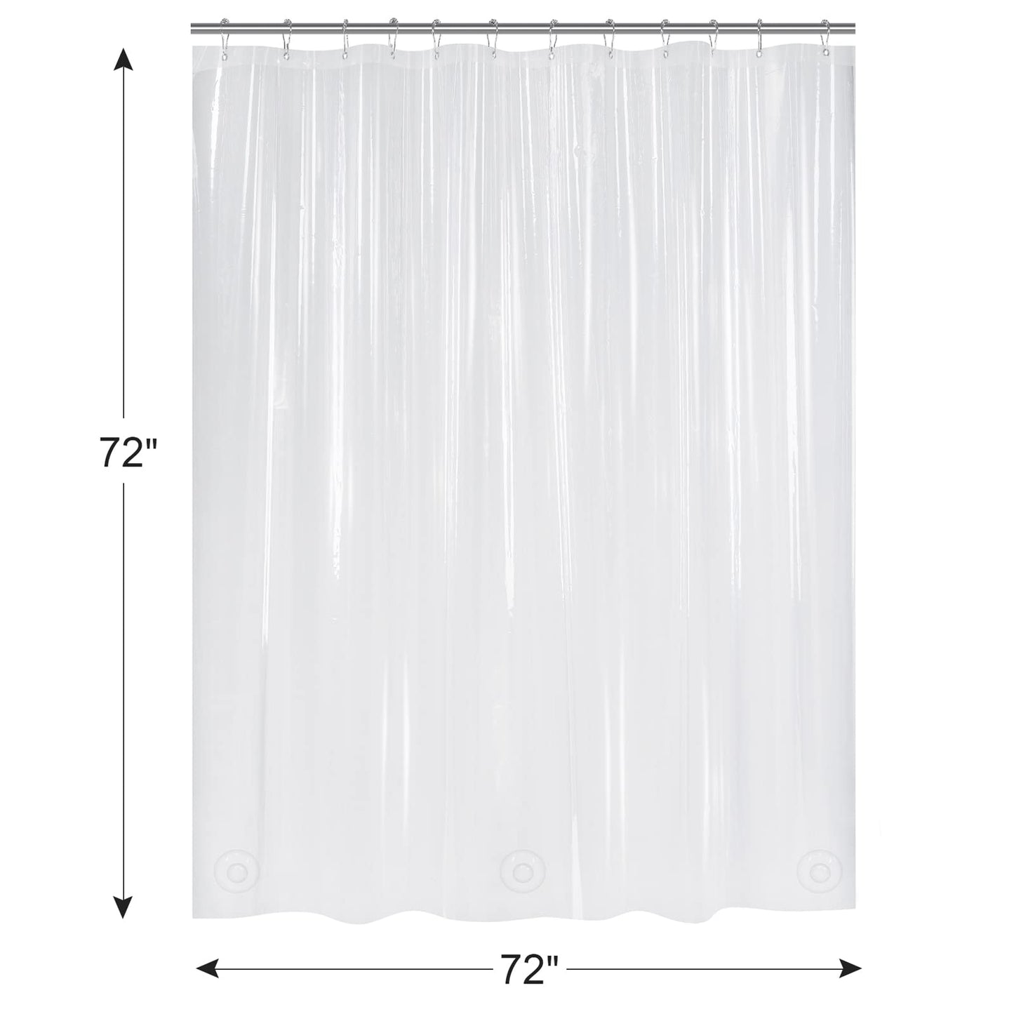 AmazerBath Clear PEVA Shower Curtain – Heavy Duty 8G, Weighted with 3 Stones & 12 Rustproof Grommets – 72x72 Inches