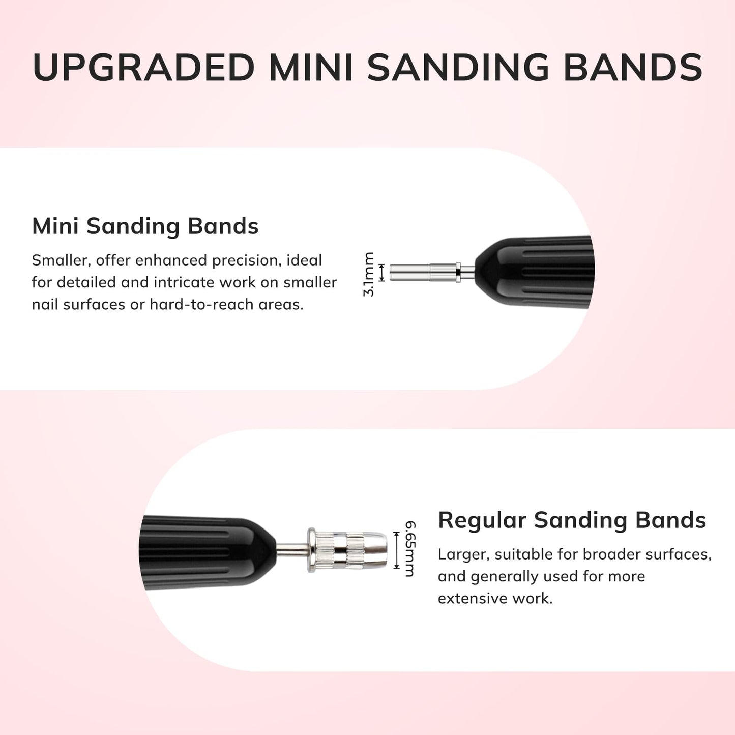 Lavinda Pink Nail Drill Bits 80#120#180#240# Small Sanding Bands for Nail Drill Nail File with 2 Mandrel Bits for Acrylic Nails Gel Manicures Beauty and Personal Care Lavinda