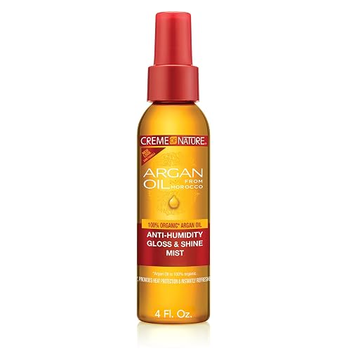 Creme of Nature Anti-Humidity Gloss & Shine Mist, Lightweight Frizz Control and Heat Protection, Infused with 100% Organic Argan Oil from Morocco, 4