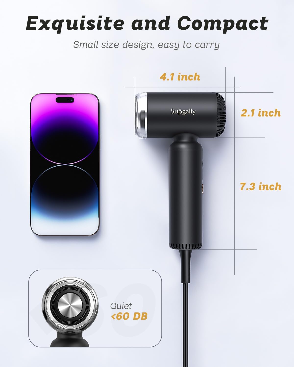 SUPGALIY Hair Dryer - Mini HairDryer, Ionic High-Speed Motor for Fast Drying, Portable Lightweight Blow Dryer, Quiet Professional Blowdryer Beauty and Personal Care SUPGALIY