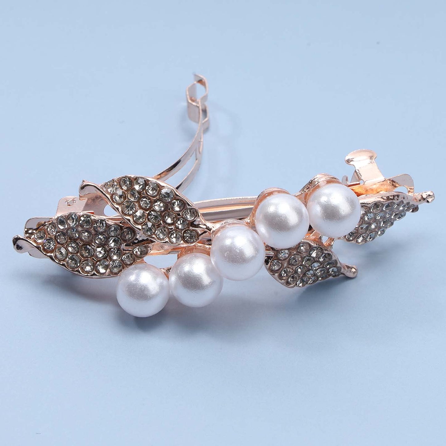Yheakne Bridal Pearl Rhinestone Hair Clip Barrette Shining Headwear Crystal Hair Barrette Clip Wedding Headpieces Hair Accessories for Women and Girls
