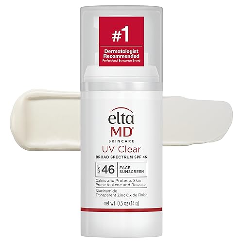 EltaMD UV Clear Face Sunscreen SPF 46, Oil Free Sunscreen with Zinc Oxide, Dermatologist Recommended, 0.5 oz