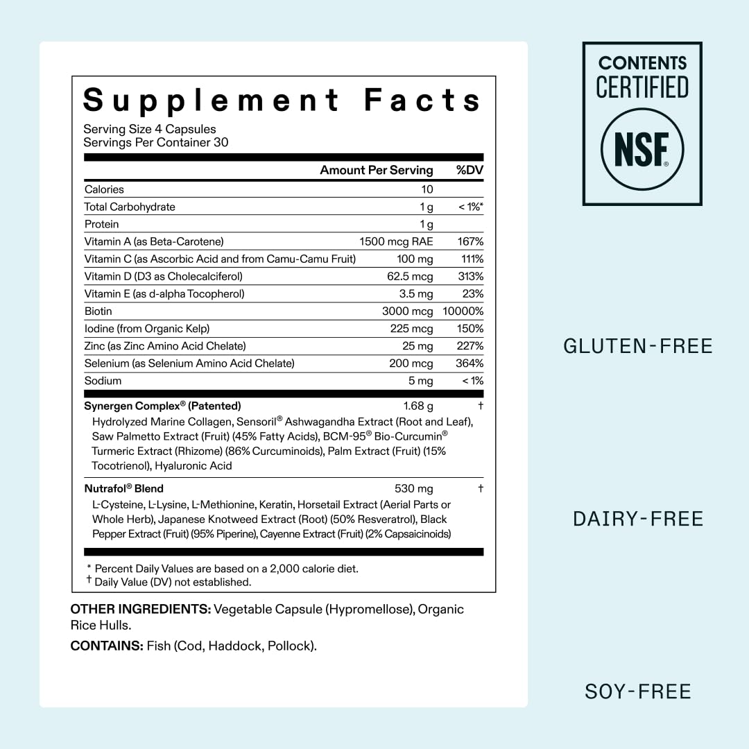 Nutrafol Women's Hair Growth Supplements, Ages 18-44, Clinically Proven for Visibly Thicker and Stronger Hair