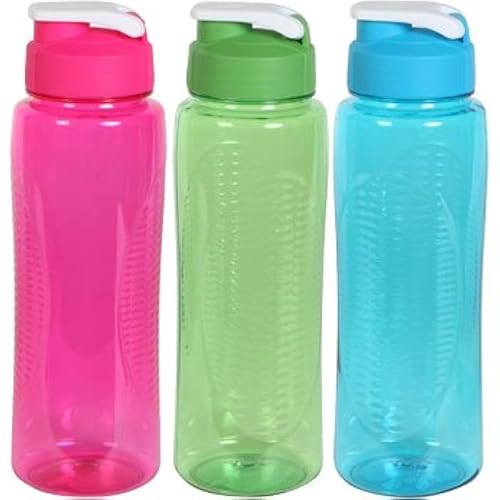 Water Bottle with Flip-top Lid, 24 OZ, (PACK OF 3)