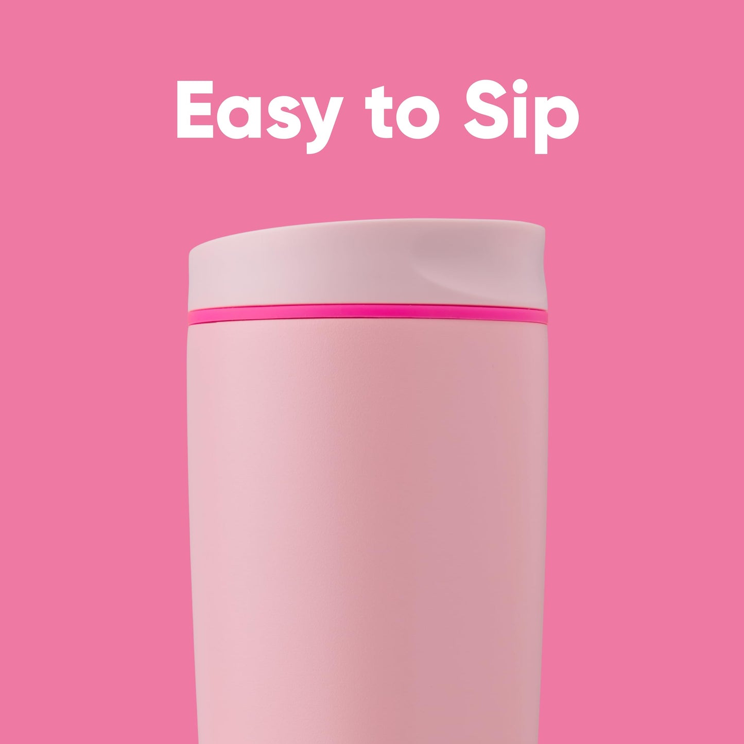 Owala SmoothSip Slider Insulated Stainless Steel Coffee Tumbler, Reusable Iced Coffee Cup, Hot Coffee Travel Mug, BPA Free 20 oz, Pink (Pucker Up)