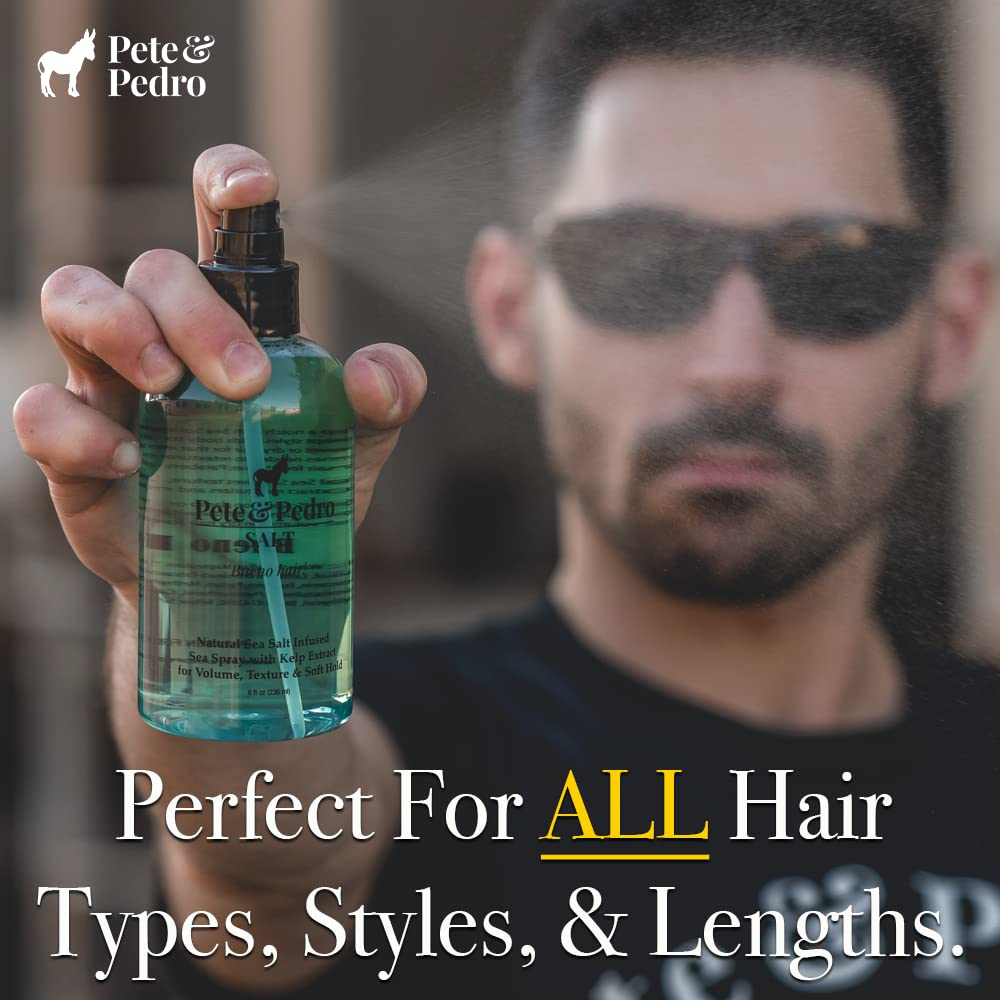 Pete & Pedro SALT - Natural Sea Salt Spray for Hair Men & Women, Adds Instant Volume, Texture, Thickness, & Light Hold | Texturizing & Thickening
