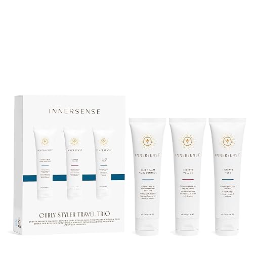 INNERSENSE Organic Beauty - Curly Styler Travel Trio | Non-Toxic, Cruelty-Free Haircare (I Create Hold, I Create Volume, Quiet Calm Curl Control)