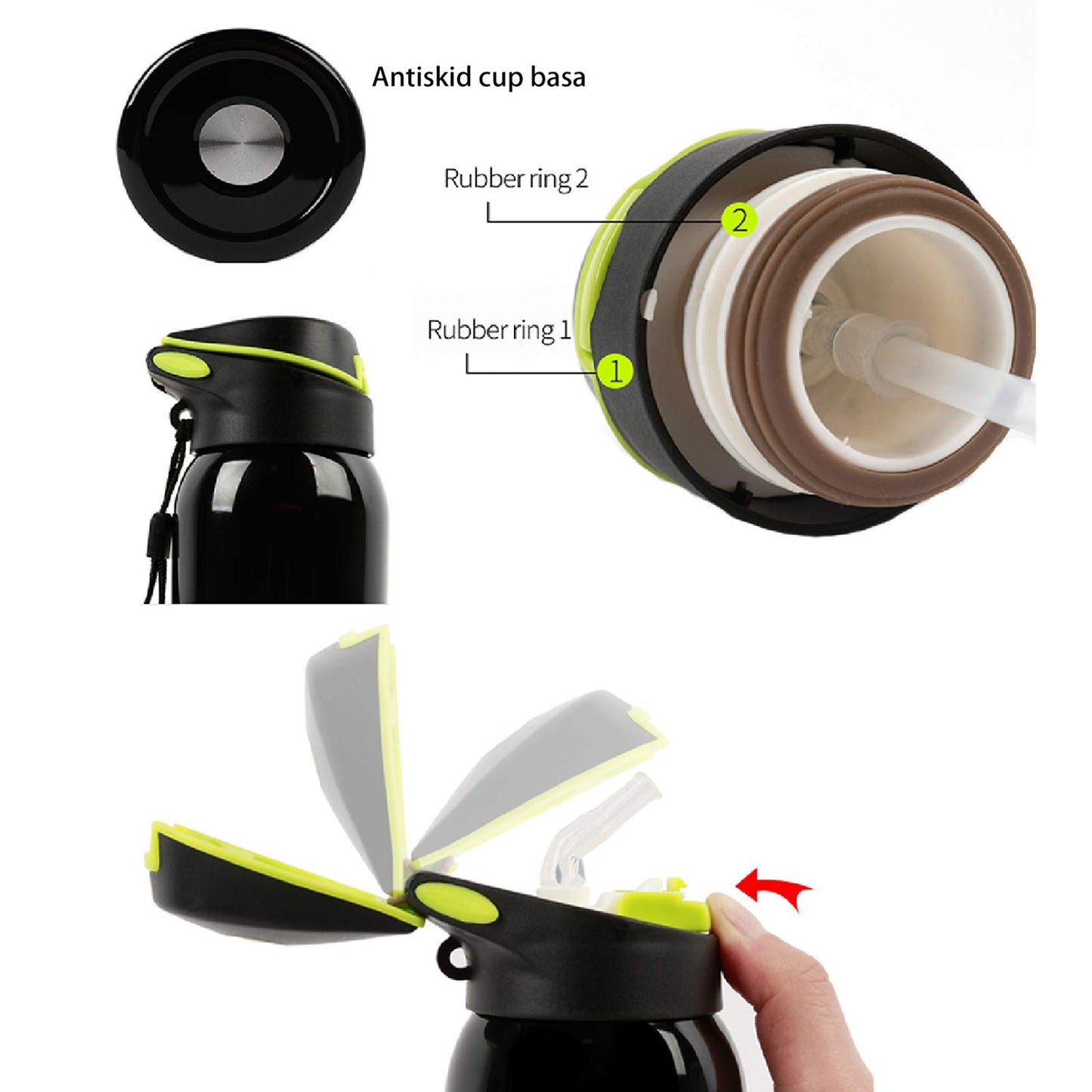 BlueDorado Stainless Steel Cycling Mug, Insulated Bike Water Bottle with Straw Lid & Flex Cap, BPA-Free, 18 Oz