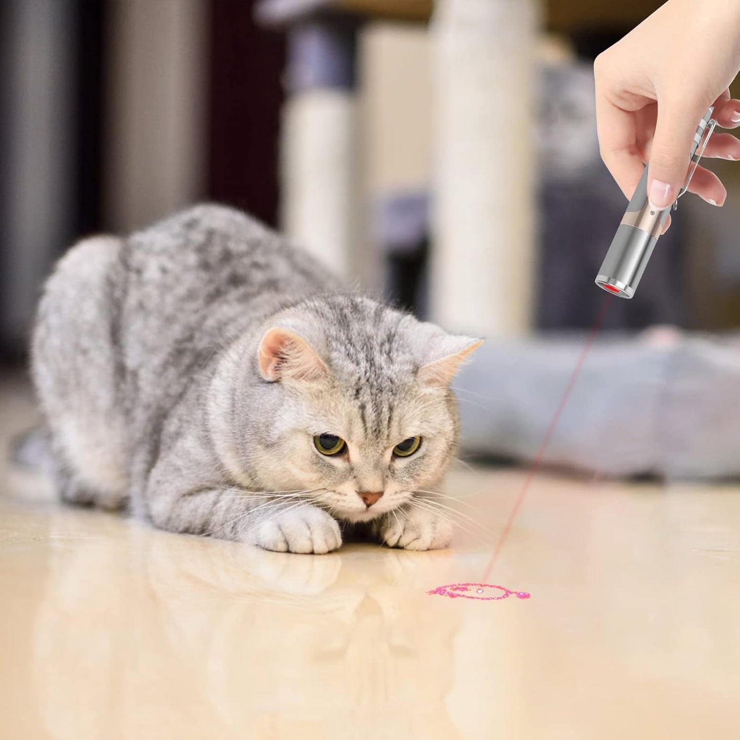 TBTeek Rechargeable Cat Toys – 2 Pcs Interactive Red Dot Chase Lights with 7 Patterns for Indoor Cats, Kittens & Dogs