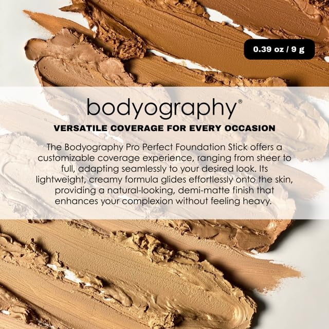 Bodyography Pro Perfect Foundation Stick - Demi-Matte Finish with A Natural Look - Enhancer for Concealing, Highlighting, and Contouring - Vitamin C
