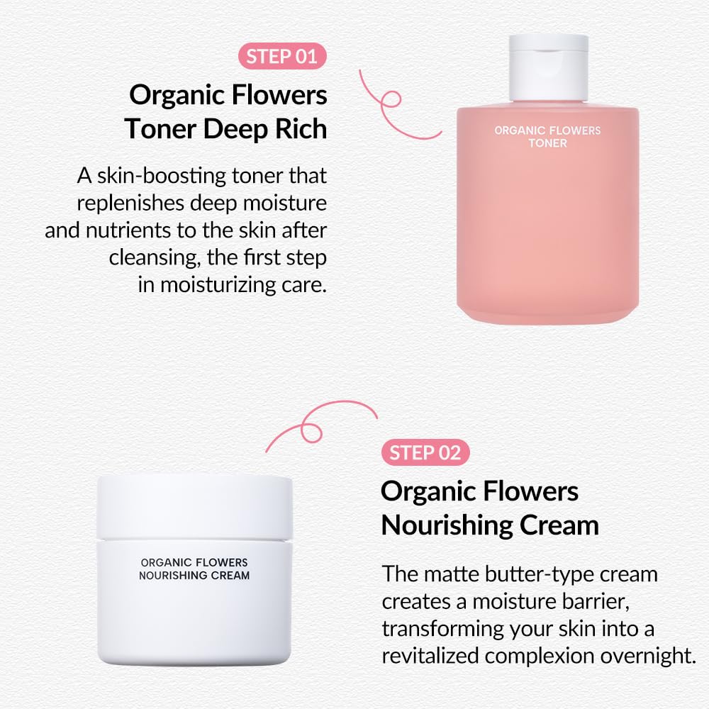 Whamisa Organic Flowers Nourishing Cream, 95.2% Organic, Waterless Formula, Fermented Ingredient Formula for Deep Hydration & Skin Comfort