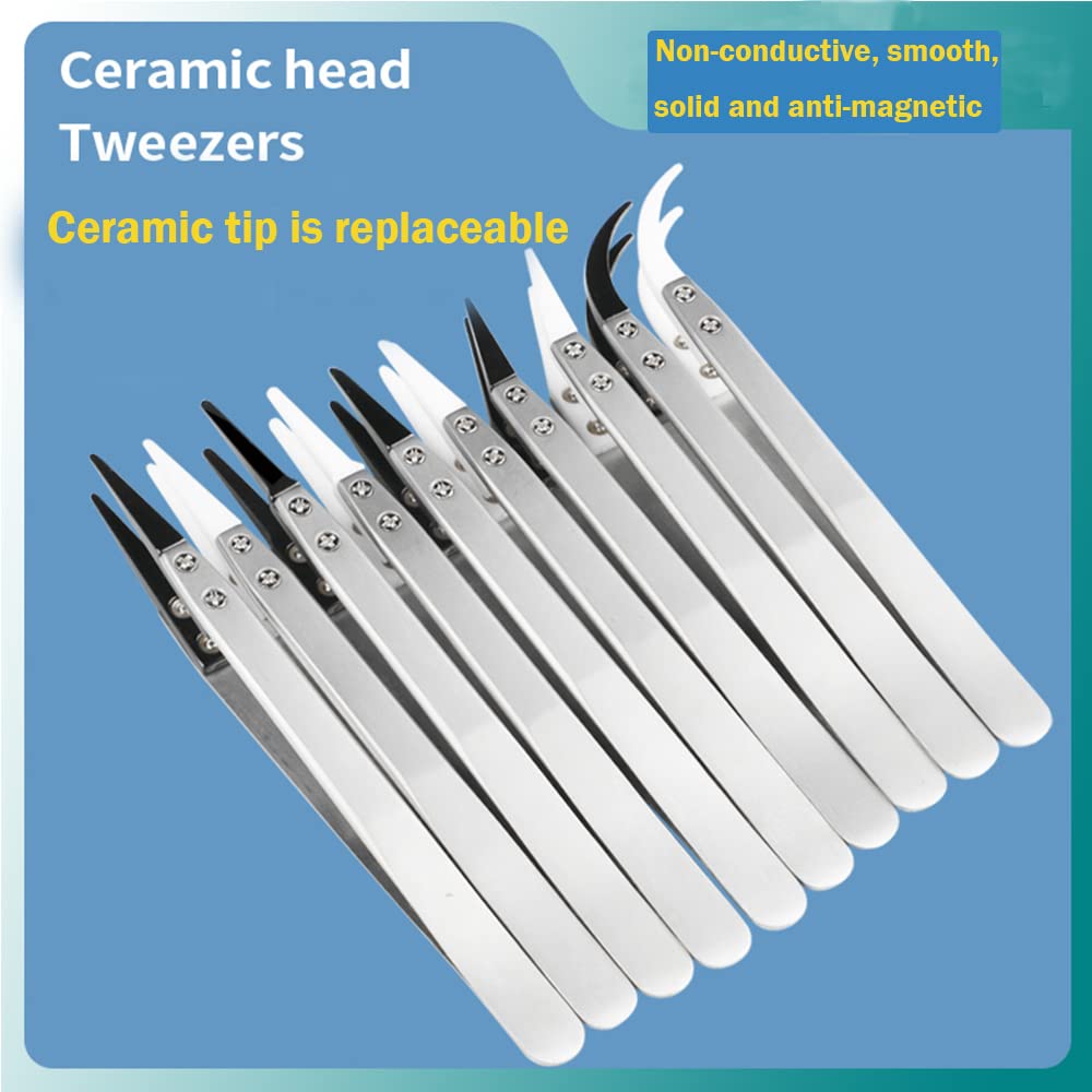 Utoolmart 4 Pairs Straight Pointed Ceramic Tips Replaceable Heat Resistance Non-Conductive Heads for Ceramic Tweezers White Beauty and Personal Care Utoolmart