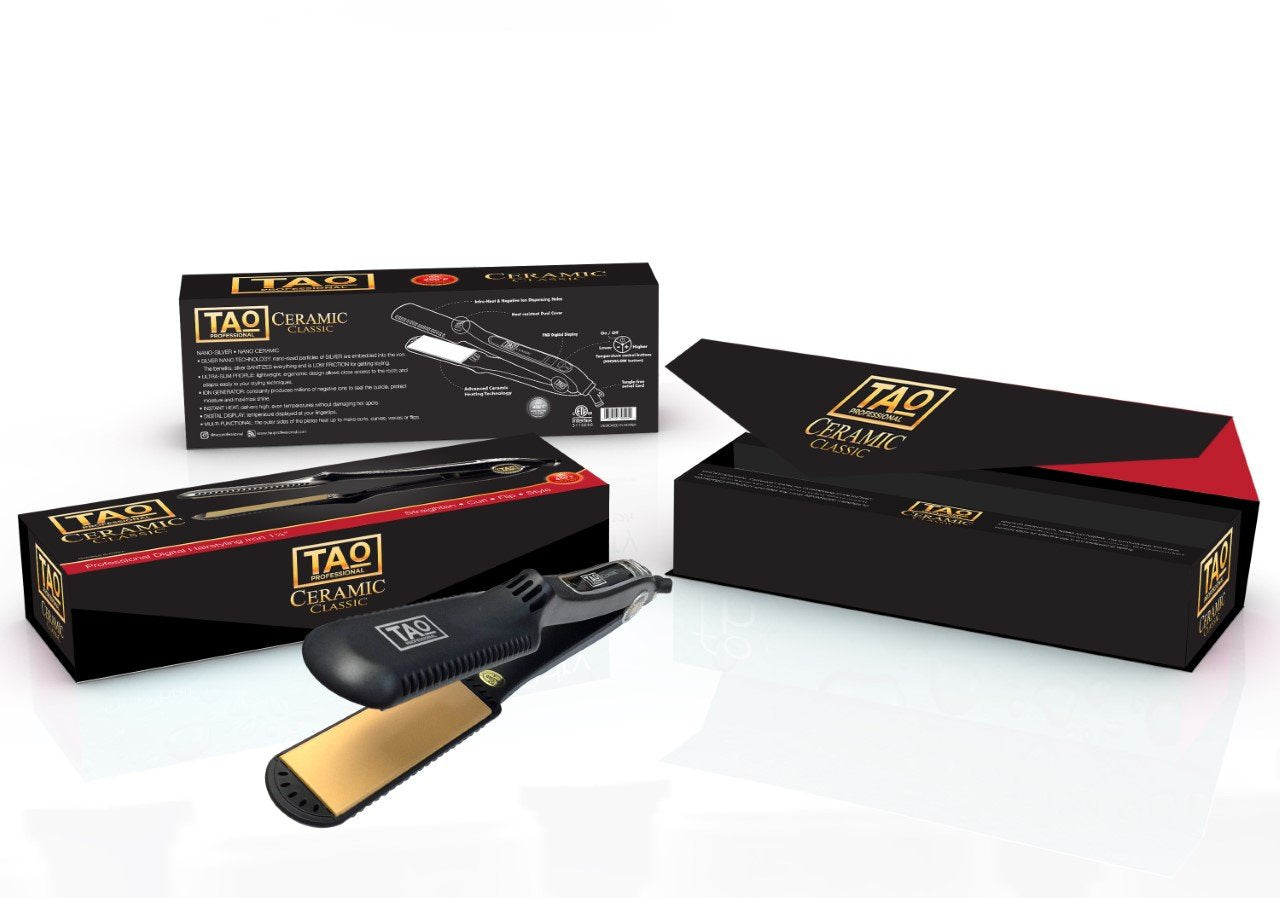 TAO Pro - Nano CERAMIC Plate Hair Straightener - Styling Iron with Digital Controls - Dual Voltage - Built-in ION Generator- Heats to 450 degrees