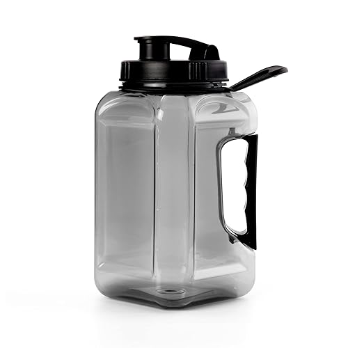 SASRBOBI Half Gallon Water Jug Bottle Large Sports Water Bottle Water Jug With Time Marker BPA Free Reusable Gym Sports Outdoor 64oz Grey