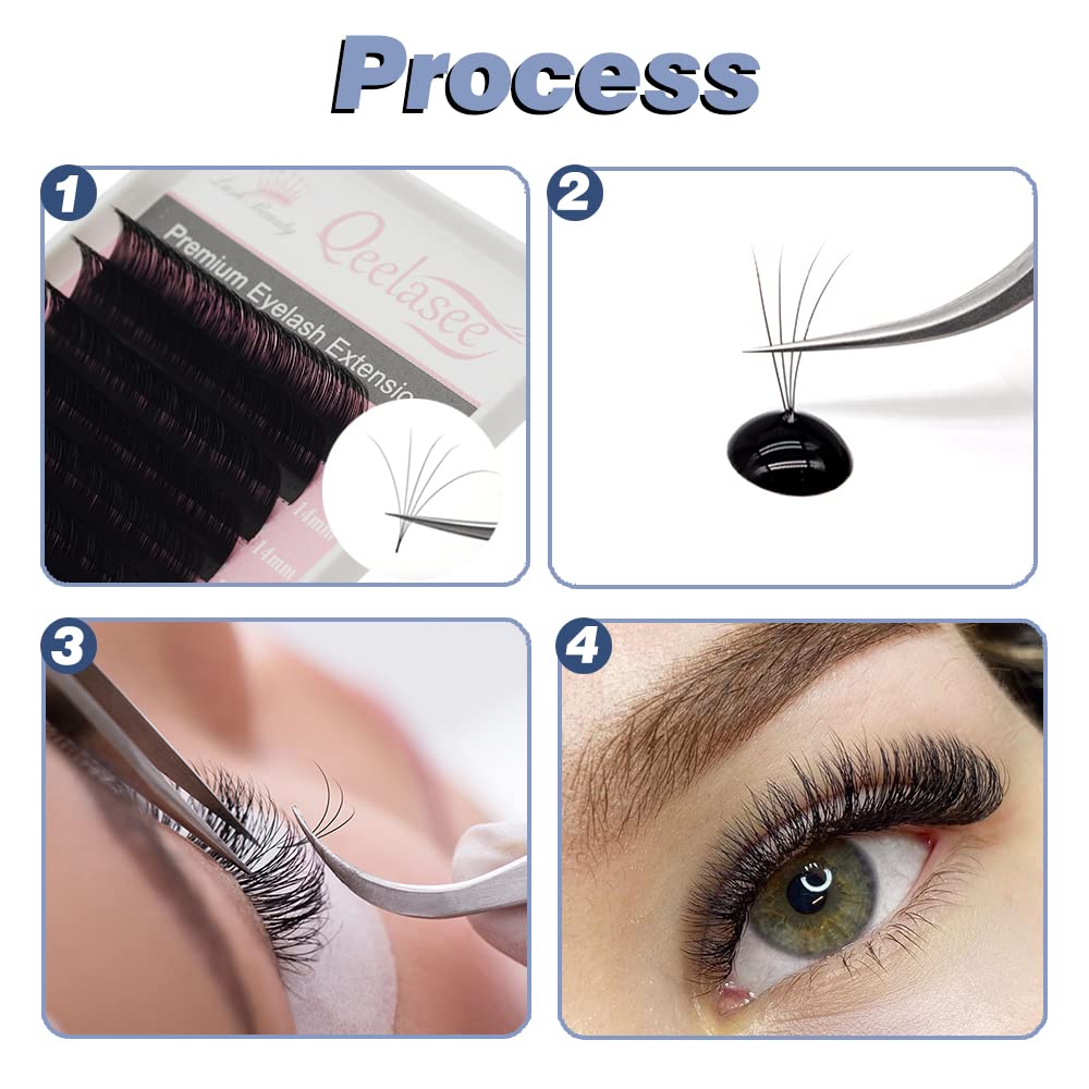 Qeelasee Faux Mink Silk Eyelash Extensions 0.03mm D Curl 12mm Semi-Permanent Individual Lashes Extension Professional Salon Use