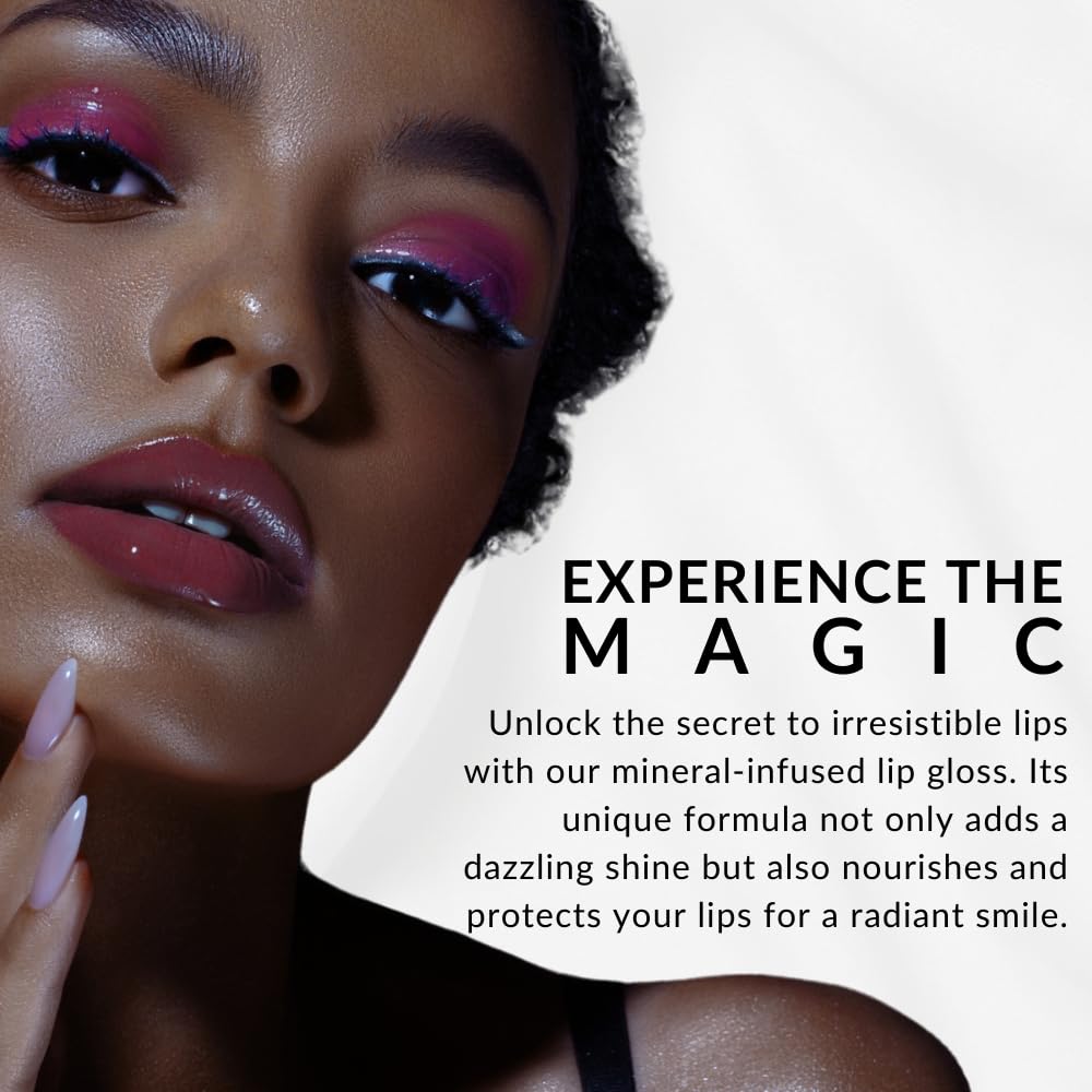 Flori Roberts Mineral Base Lip Shine, Vibrant Lip Gloss Makeup for Women of Color or Deeper Skin Tones, Non-Sticky, Long Wear High Shine Finish