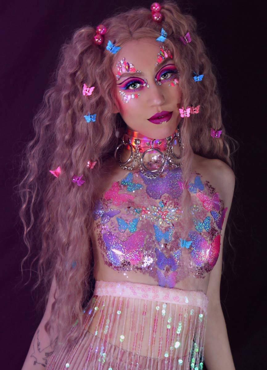 Neva Nude Face and Body Glitter Keychain - Holographic Chunky Glitter in Aloe for Festivals, Raves, and More | Cosmetic Grade | Super Sparkly (Moon