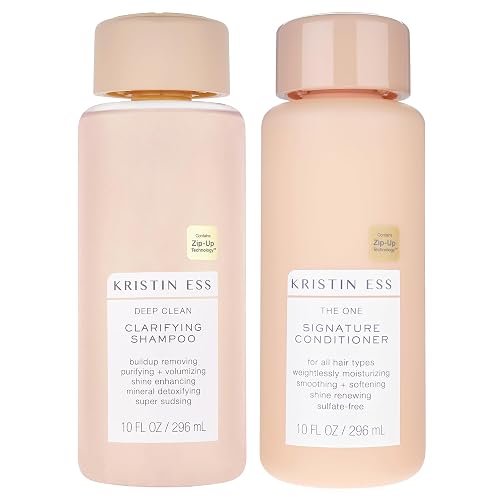 Kristin Ess Deep Clean Clarifying Shampoo and Conditioner Set for Oily & Dry Damaged Hair & Build Up - Moisturizes, Smooths, Detangles + Softens Hair