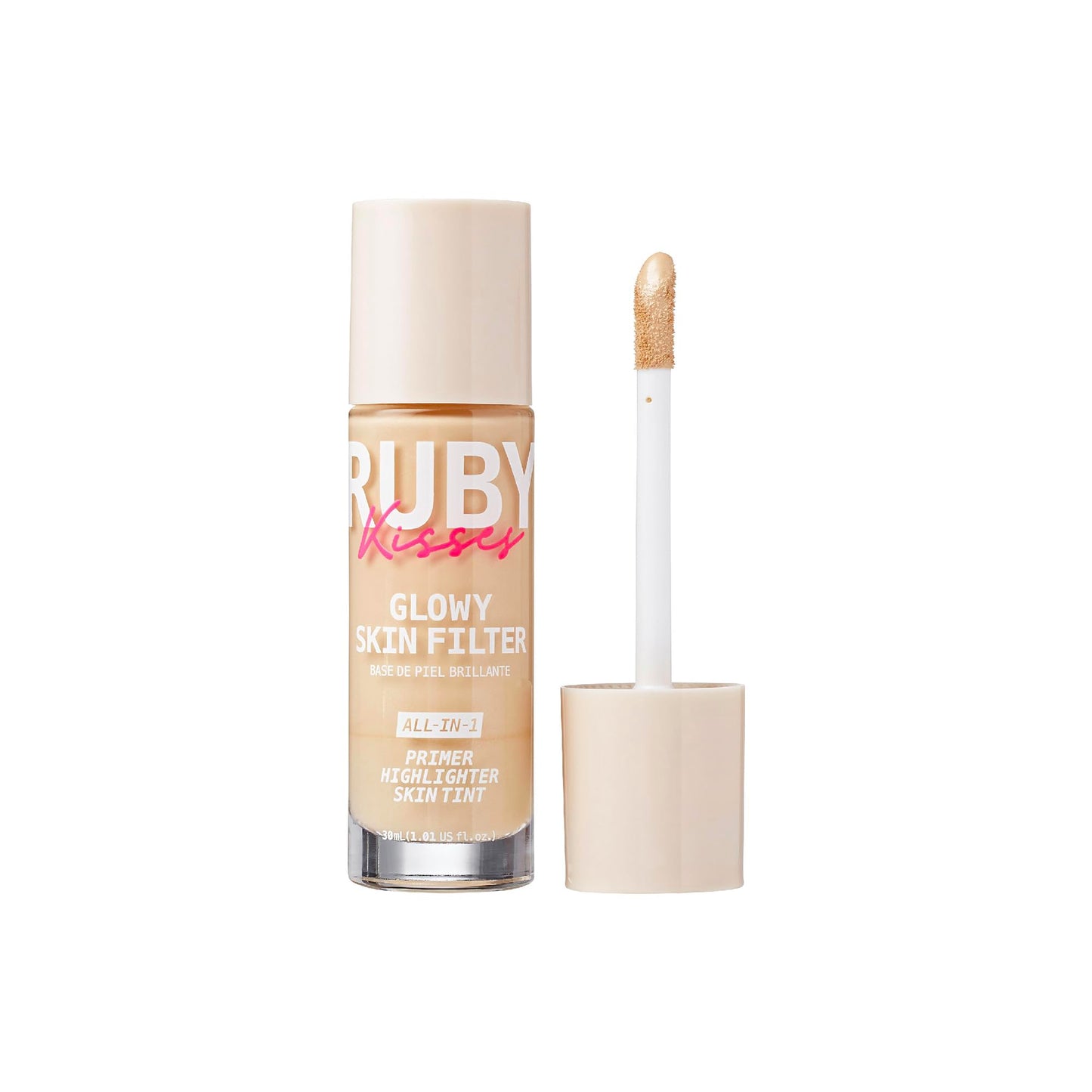 Ruby Kisses Glowy Skin Filter Foundation - All-in-1 Primer, Skin Tint & Highlighter, Hydrating Light Coverage with Squalane, Natural Dewy Finish, Luminous & Radiant Glow (Fair)