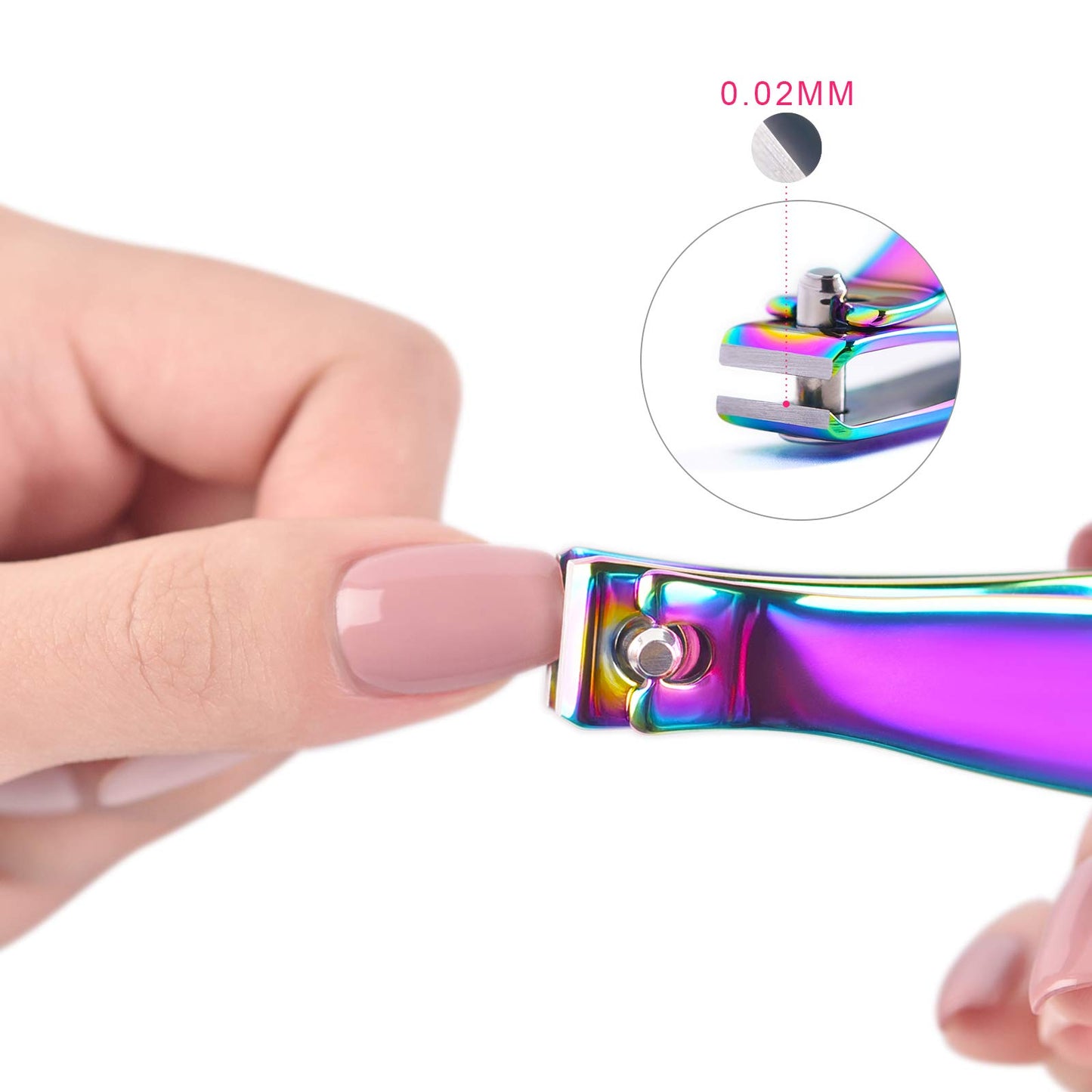 Rolabling Colorful Rainbow Nail Clippers Kit Fingernail Cutter and Toenail Cutter Glass Nail File Stainless Steel Clipper Pedicure and Manicure Nail