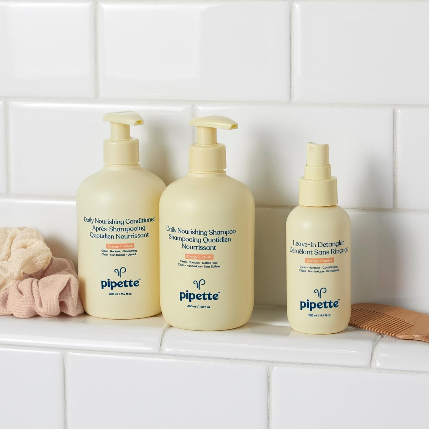 Pipette Daily Nourishing Shampoo - Tear Free Shampoo for Kids, Adds Moisture, 100% Plant-Derived Squalane and Quinoa, Orange + Vanilla Aroma, 11.2 fl