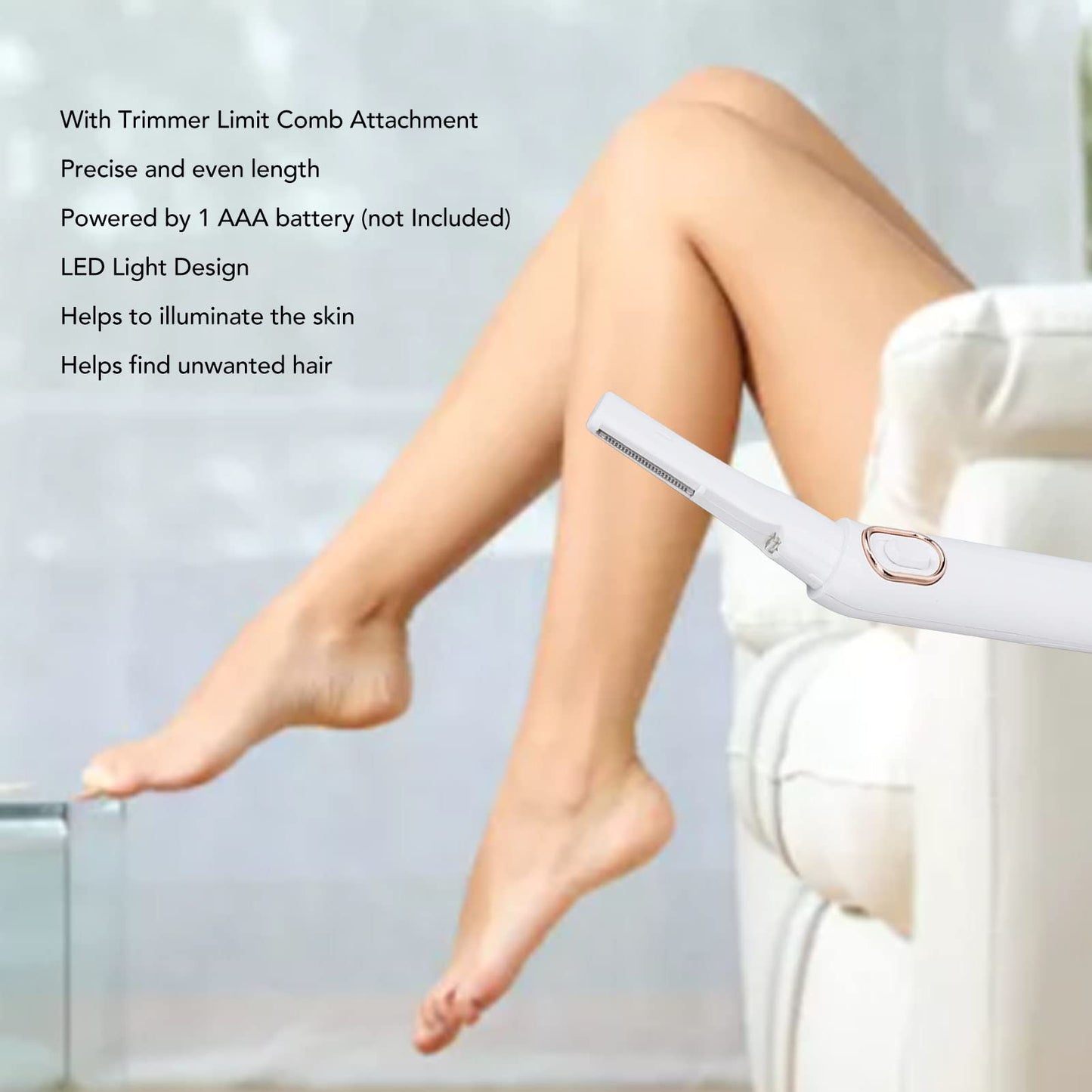Electric Bikini Trimmer, Battery Operated Safe Electric Bikini Shaver for Women, Portable Dry Use Hair Remover with LED Light and No Irritation Beauty and Personal Care Denash