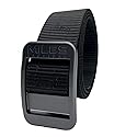Miles Tactical Nylon Belt with Aluminum Metal Buckle No-Slip Design (Black, Medium)