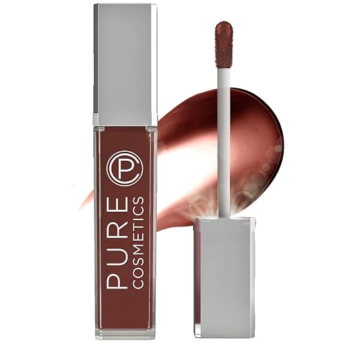 Pure Illumination Light-Up Lip Gloss with LED-Lit Applicator Brush + Side Mirror, Non-Sticky, Moisturizing Hydrating Lip Glosses with Lanolin, Jojoba