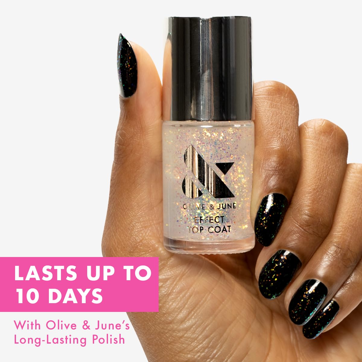 Olive & June Long Lasting Top Coat Nail Polish - Stardust | Gel-Like Finish | No Lamp Needed | Lasts up to 10 days | Salon-Quality at Home | Vegan Beauty & Personal Care Olive & June
